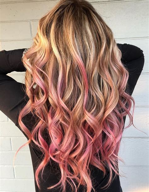 dirty blonde hair with pink highlights